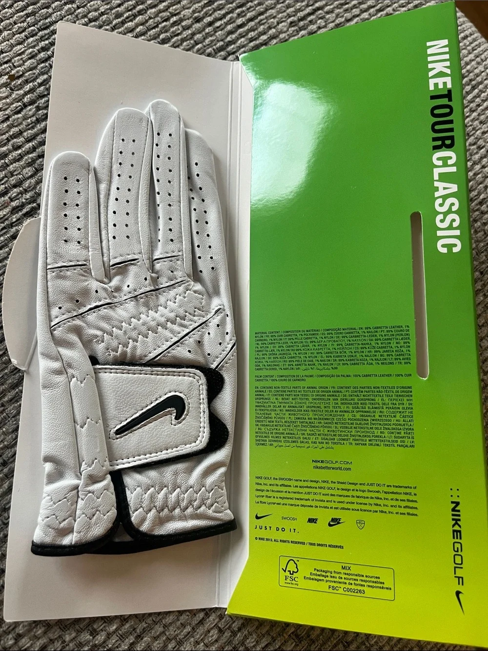 Nike White Golf Glove with Black Swoosh Accent